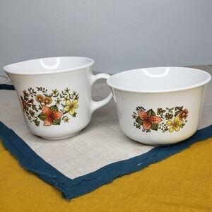 Vintage Corelle Sugar Bowl & Creamer Cottagecore 1970s Grannycore Floral